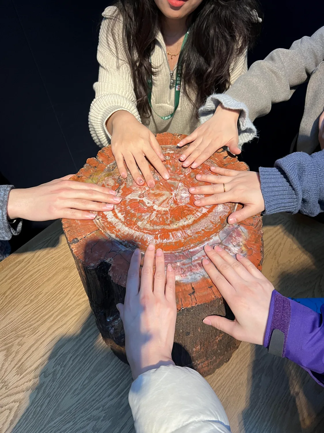 Students taking part in an interactive museum activity