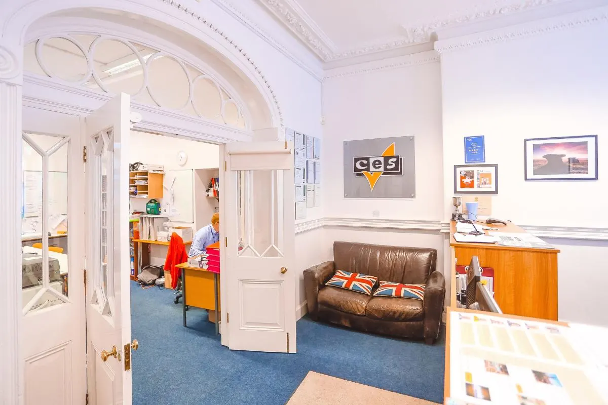 The reception area at the CES Leeds campus