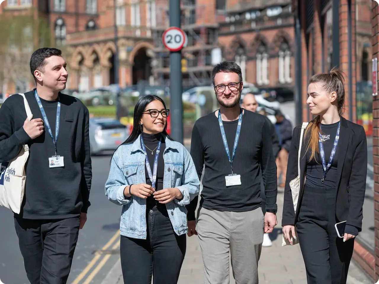 English Path Leeds students exploring the city on a school activity